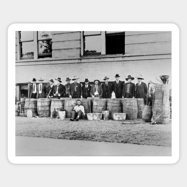 Barrels of Bootleg Liquor, 1922. Vintage Photo Magnet by historyphoto